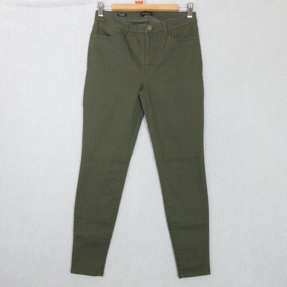 Talbots Jeggings Womens 2 Olive Green Skinny Stretch Zip Front Ankle Pants